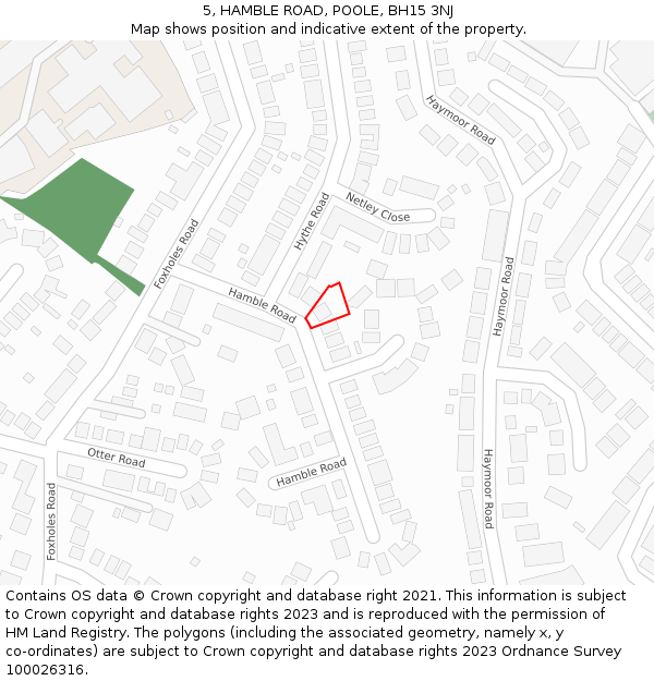 5, HAMBLE ROAD, POOLE, BH15 3NJ: Location map and indicative extent of plot