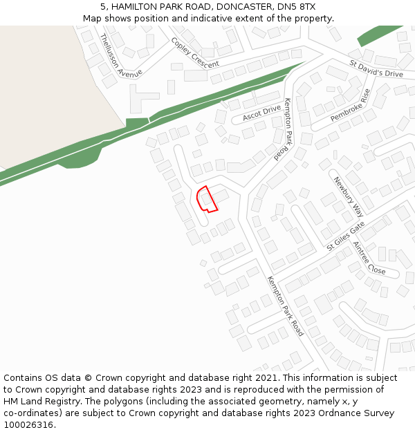 5, HAMILTON PARK ROAD, DONCASTER, DN5 8TX: Location map and indicative extent of plot