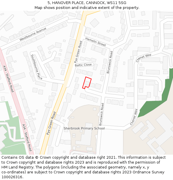 5, HANOVER PLACE, CANNOCK, WS11 5SG: Location map and indicative extent of plot