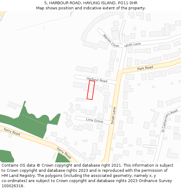 5, HARBOUR ROAD, HAYLING ISLAND, PO11 0HR: Location map and indicative extent of plot