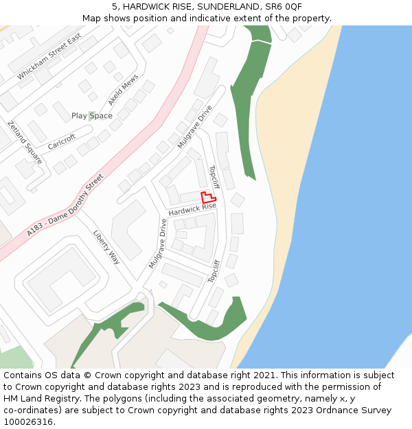 5, HARDWICK RISE, SUNDERLAND, SR6 0QF: Location map and indicative extent of plot