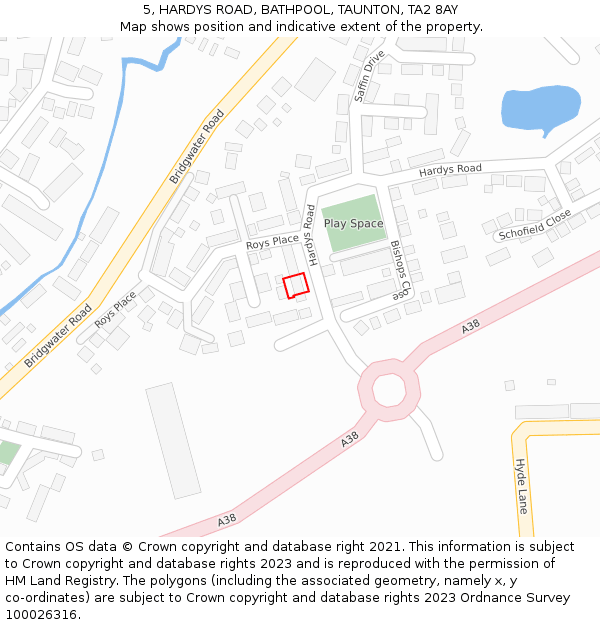 5, HARDYS ROAD, BATHPOOL, TAUNTON, TA2 8AY: Location map and indicative extent of plot