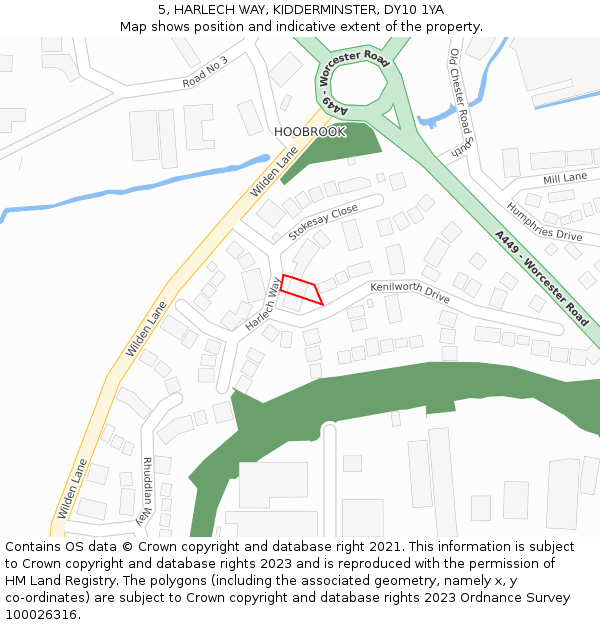 5, HARLECH WAY, KIDDERMINSTER, DY10 1YA: Location map and indicative extent of plot