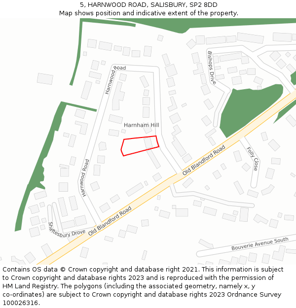 5, HARNWOOD ROAD, SALISBURY, SP2 8DD: Location map and indicative extent of plot