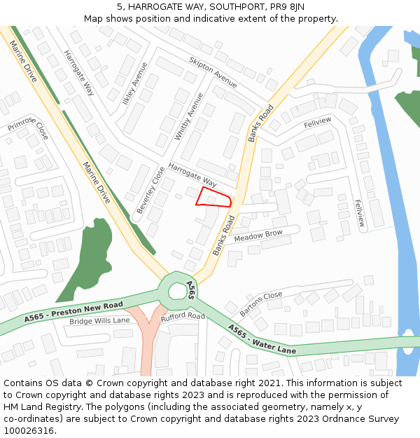 5, HARROGATE WAY, SOUTHPORT, PR9 8JN: Location map and indicative extent of plot