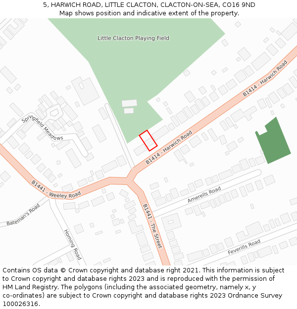 5, HARWICH ROAD, LITTLE CLACTON, CLACTON-ON-SEA, CO16 9ND: Location map and indicative extent of plot