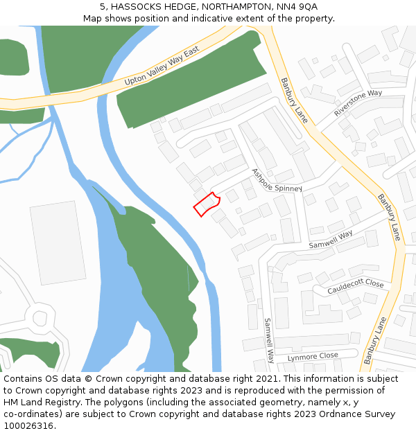 5, HASSOCKS HEDGE, NORTHAMPTON, NN4 9QA: Location map and indicative extent of plot