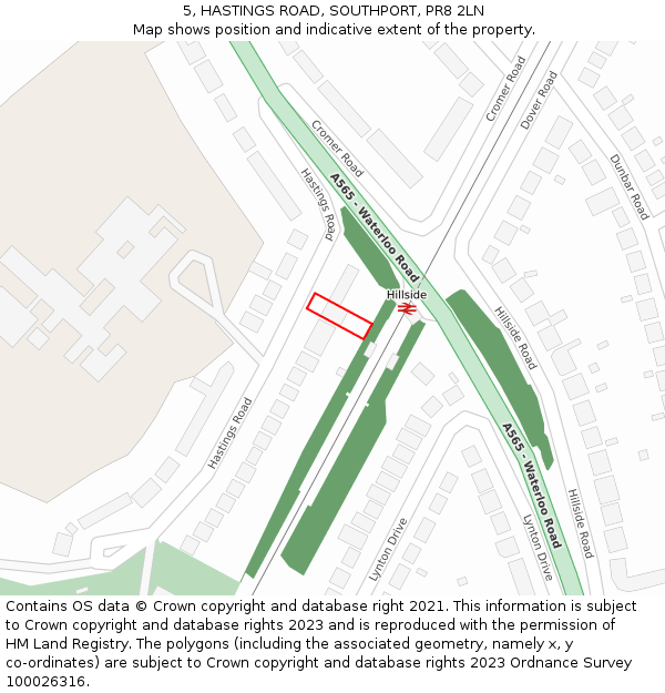 5, HASTINGS ROAD, SOUTHPORT, PR8 2LN: Location map and indicative extent of plot