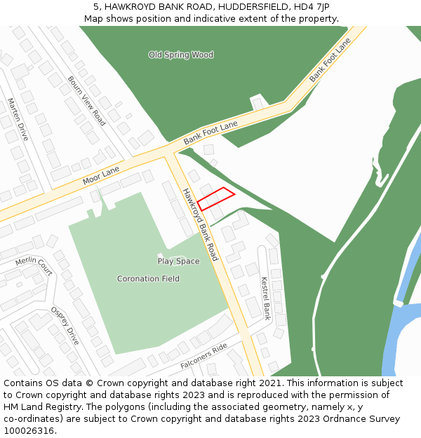 5, HAWKROYD BANK ROAD, HUDDERSFIELD, HD4 7JP: Location map and indicative extent of plot