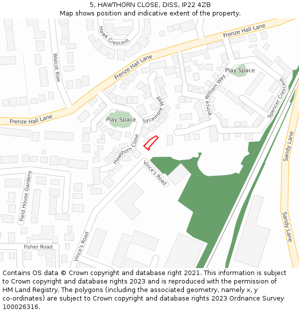 5, HAWTHORN CLOSE, DISS, IP22 4ZB: Location map and indicative extent of plot