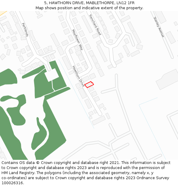 5, HAWTHORN DRIVE, MABLETHORPE, LN12 1FR: Location map and indicative extent of plot