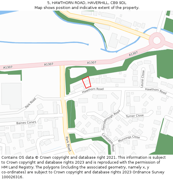 5, HAWTHORN ROAD, HAVERHILL, CB9 9DL: Location map and indicative extent of plot