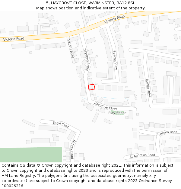 5, HAYGROVE CLOSE, WARMINSTER, BA12 8SL: Location map and indicative extent of plot