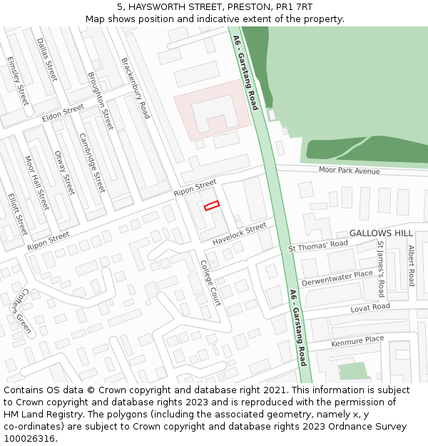 5, HAYSWORTH STREET, PRESTON, PR1 7RT: Location map and indicative extent of plot