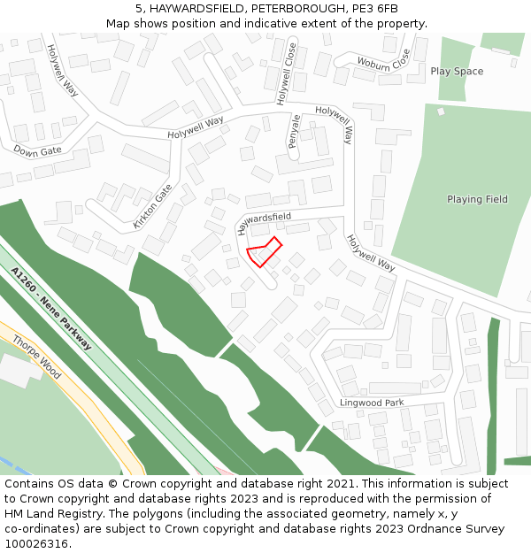 5, HAYWARDSFIELD, PETERBOROUGH, PE3 6FB: Location map and indicative extent of plot