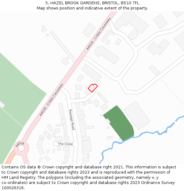 5, HAZEL BROOK GARDENS, BRISTOL, BS10 7FL: Location map and indicative extent of plot