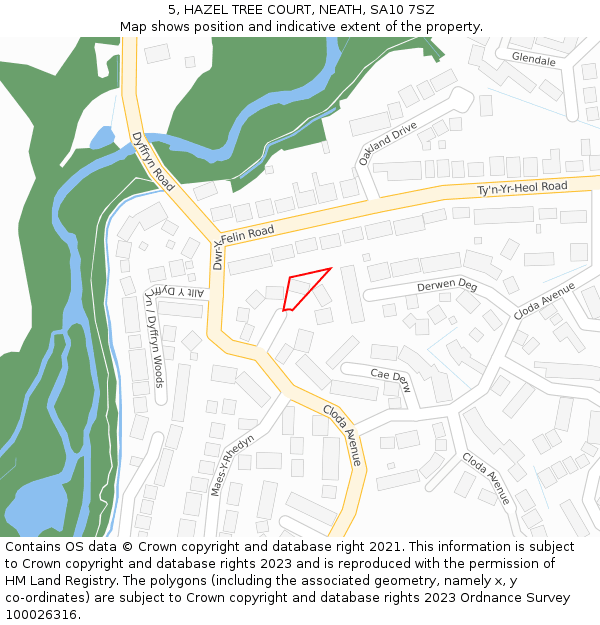 5, HAZEL TREE COURT, NEATH, SA10 7SZ: Location map and indicative extent of plot