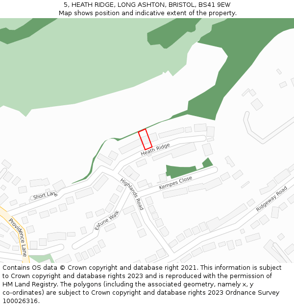 5, HEATH RIDGE, LONG ASHTON, BRISTOL, BS41 9EW: Location map and indicative extent of plot