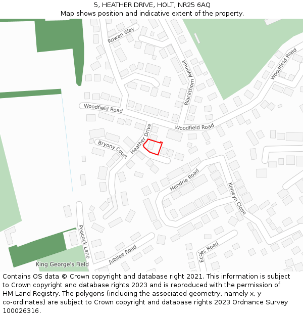 5, HEATHER DRIVE, HOLT, NR25 6AQ: Location map and indicative extent of plot