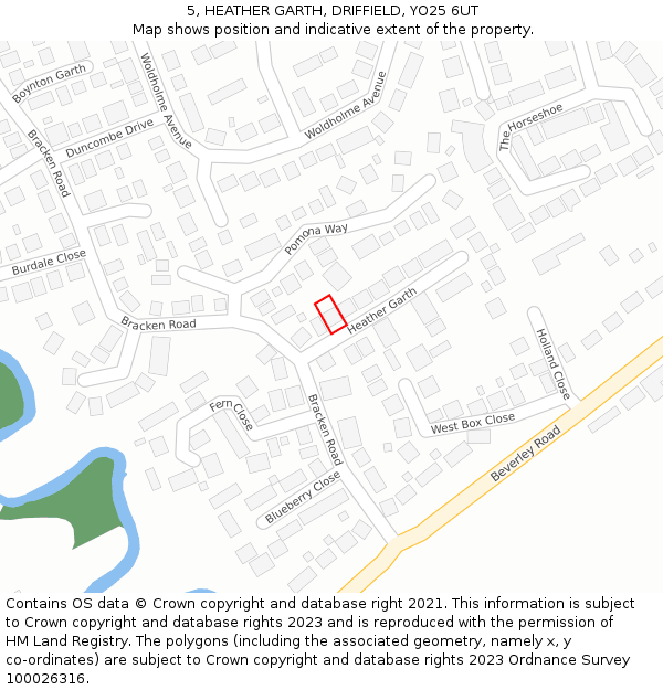 5, HEATHER GARTH, DRIFFIELD, YO25 6UT: Location map and indicative extent of plot