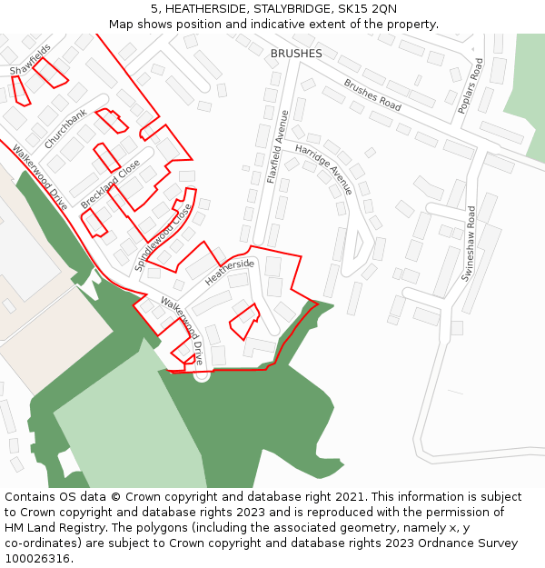 5, HEATHERSIDE, STALYBRIDGE, SK15 2QN: Location map and indicative extent of plot