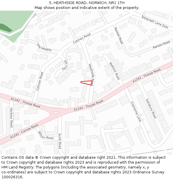5, HEATHSIDE ROAD, NORWICH, NR1 1TH: Location map and indicative extent of plot