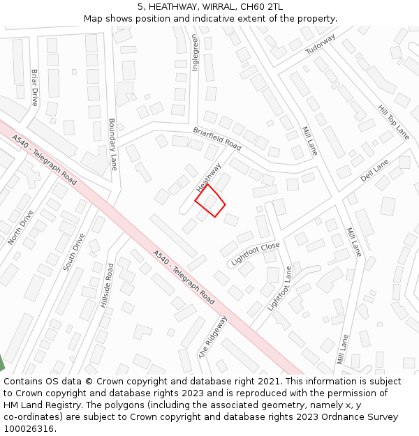 5, HEATHWAY, WIRRAL, CH60 2TL: Location map and indicative extent of plot