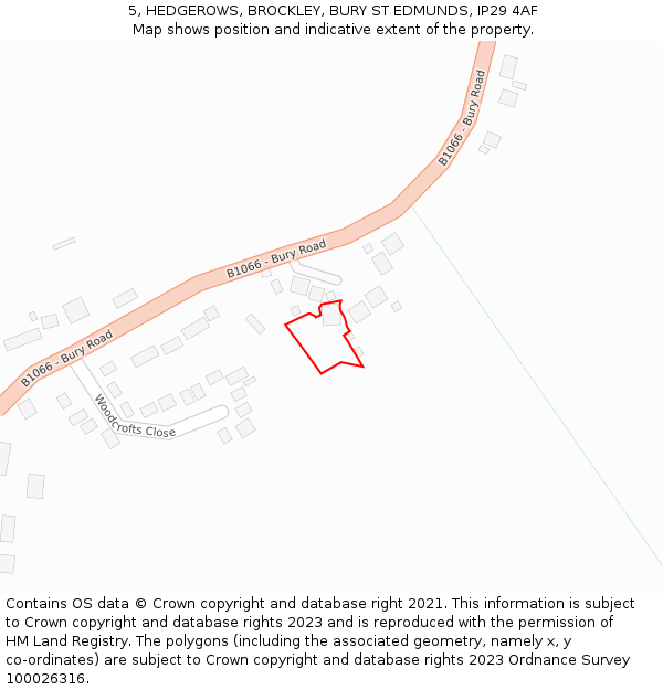 5, HEDGEROWS, BROCKLEY, BURY ST EDMUNDS, IP29 4AF: Location map and indicative extent of plot