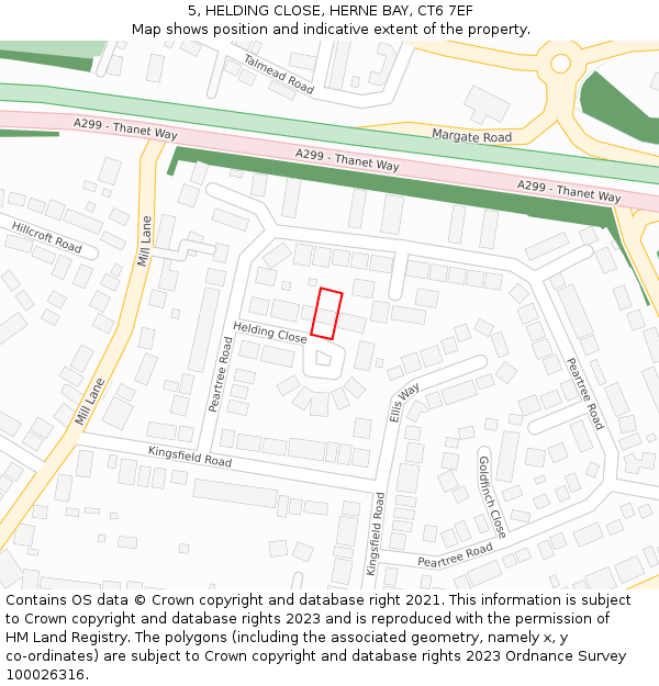 5, HELDING CLOSE, HERNE BAY, CT6 7EF: Location map and indicative extent of plot