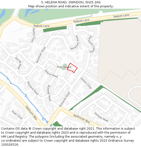 5, HELENA ROAD, SWINDON, SN25 2AS: Location map and indicative extent of plot