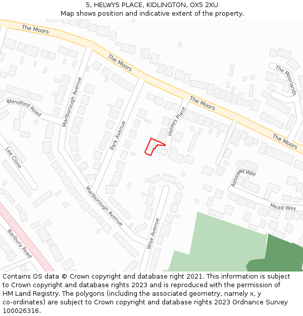 5, HELWYS PLACE, KIDLINGTON, OX5 2XU: Location map and indicative extent of plot