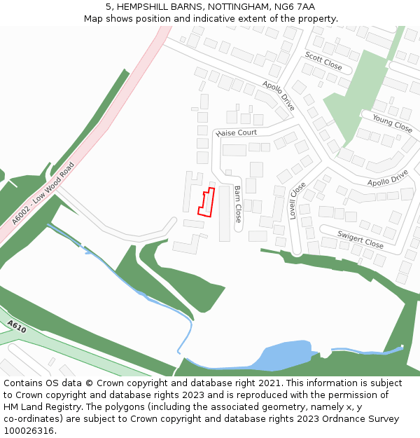 5, HEMPSHILL BARNS, NOTTINGHAM, NG6 7AA: Location map and indicative extent of plot