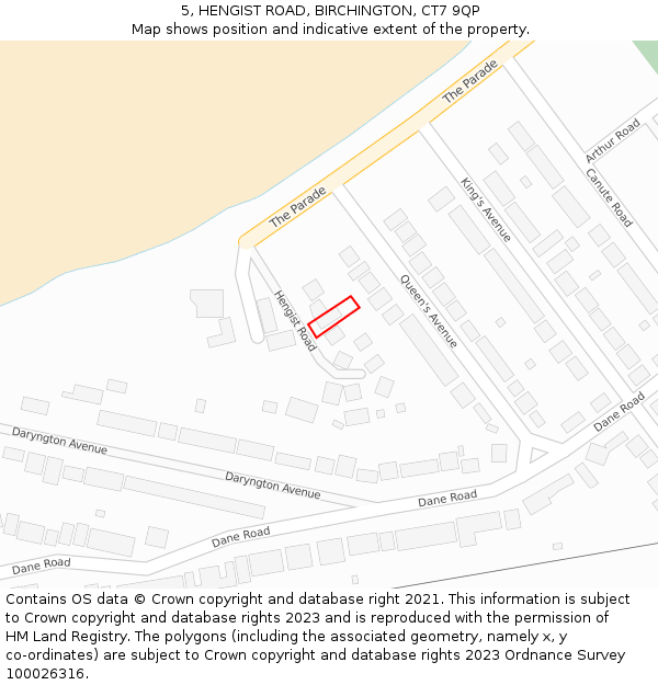 5, HENGIST ROAD, BIRCHINGTON, CT7 9QP: Location map and indicative extent of plot
