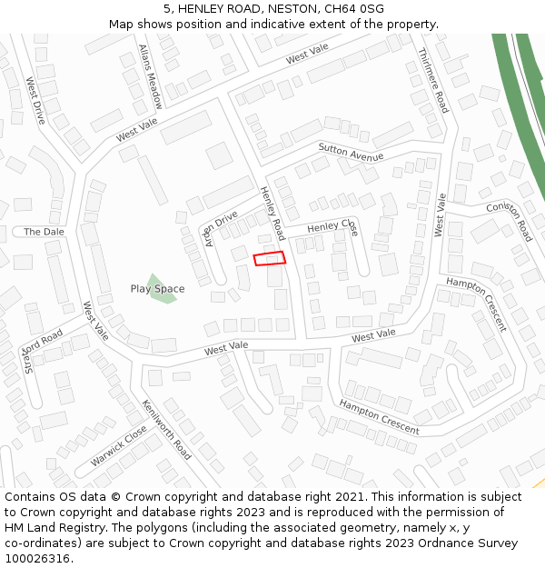 5, HENLEY ROAD, NESTON, CH64 0SG: Location map and indicative extent of plot