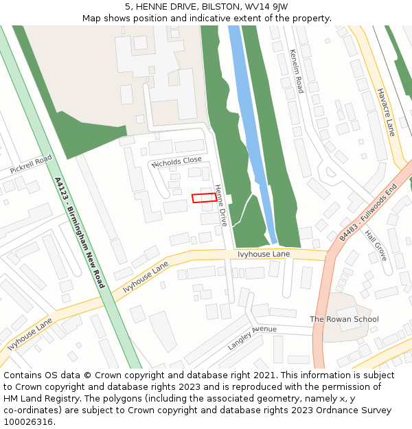 5, HENNE DRIVE, BILSTON, WV14 9JW: Location map and indicative extent of plot