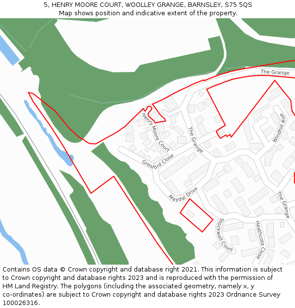 5, HENRY MOORE COURT, WOOLLEY GRANGE, BARNSLEY, S75 5QS: Location map and indicative extent of plot