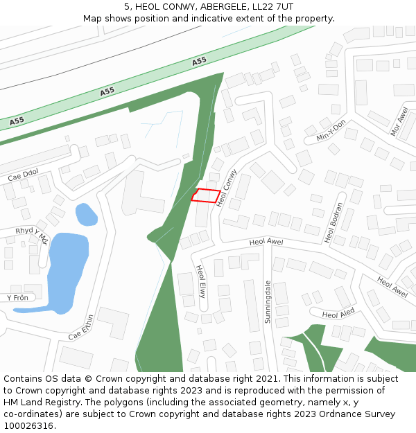 5, HEOL CONWY, ABERGELE, LL22 7UT: Location map and indicative extent of plot