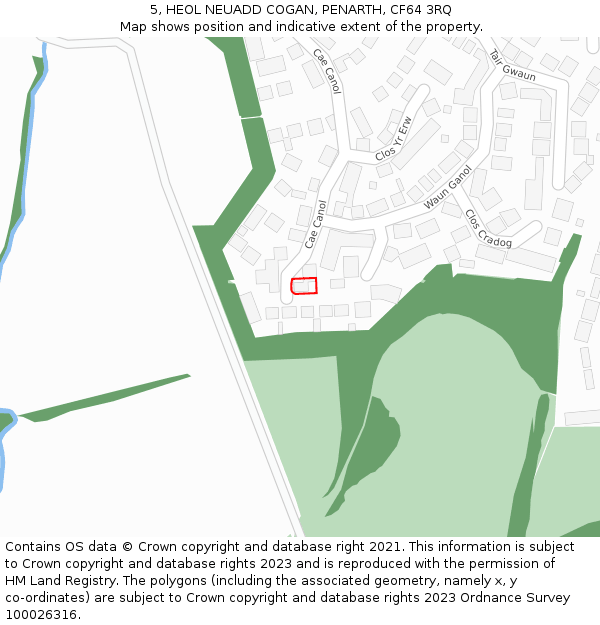 5, HEOL NEUADD COGAN, PENARTH, CF64 3RQ: Location map and indicative extent of plot