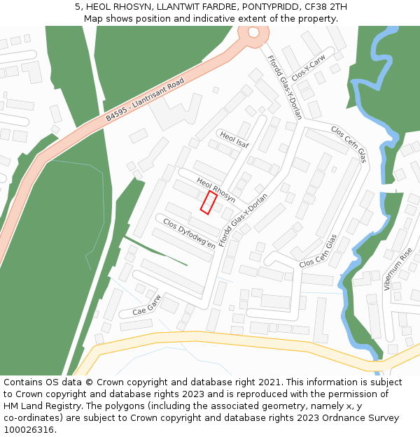 5, HEOL RHOSYN, LLANTWIT FARDRE, PONTYPRIDD, CF38 2TH: Location map and indicative extent of plot