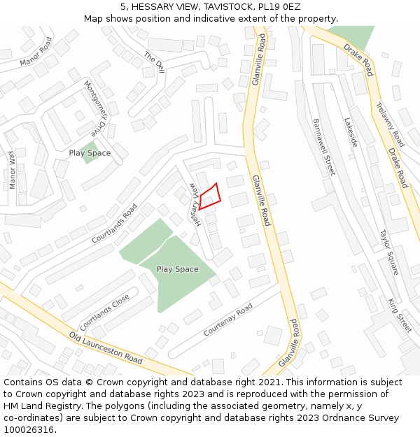 5, HESSARY VIEW, TAVISTOCK, PL19 0EZ: Location map and indicative extent of plot