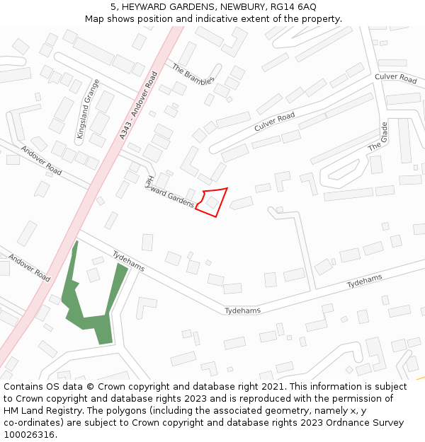 5, HEYWARD GARDENS, NEWBURY, RG14 6AQ: Location map and indicative extent of plot