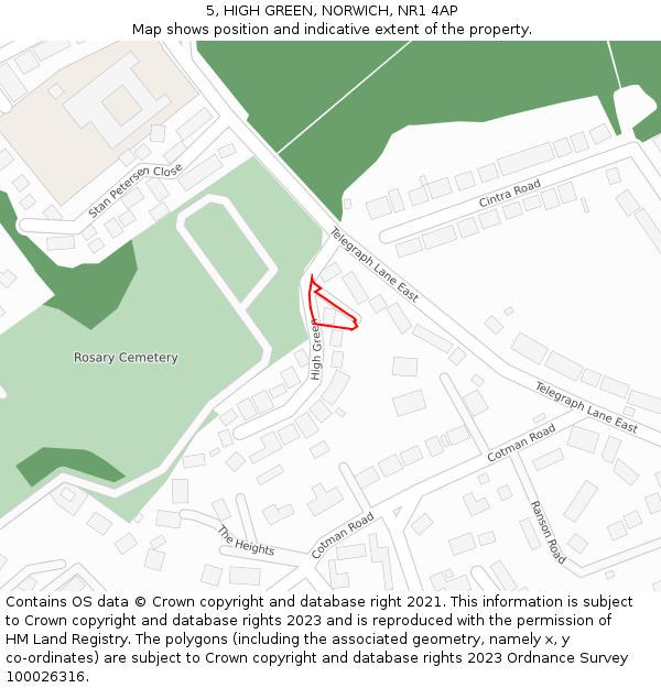 5, HIGH GREEN, NORWICH, NR1 4AP: Location map and indicative extent of plot