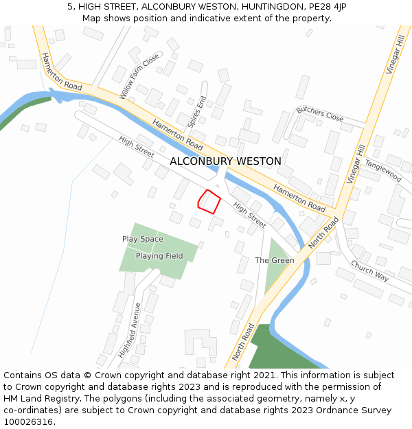 5, HIGH STREET, ALCONBURY WESTON, HUNTINGDON, PE28 4JP: Location map and indicative extent of plot