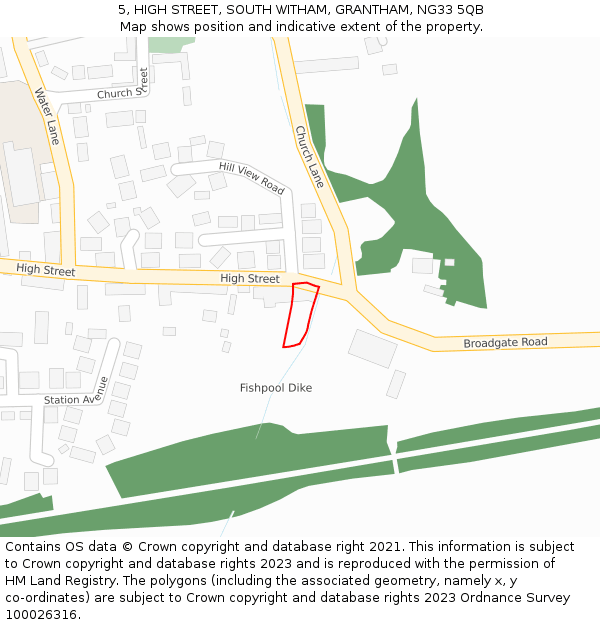 5, HIGH STREET, SOUTH WITHAM, GRANTHAM, NG33 5QB: Location map and indicative extent of plot