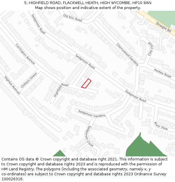 5, HIGHFIELD ROAD, FLACKWELL HEATH, HIGH WYCOMBE, HP10 9AN: Location map and indicative extent of plot