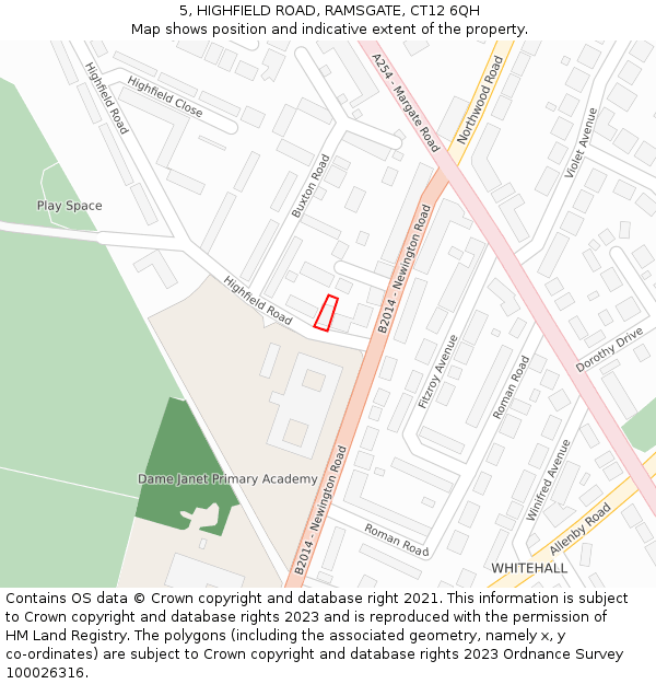 5, HIGHFIELD ROAD, RAMSGATE, CT12 6QH: Location map and indicative extent of plot