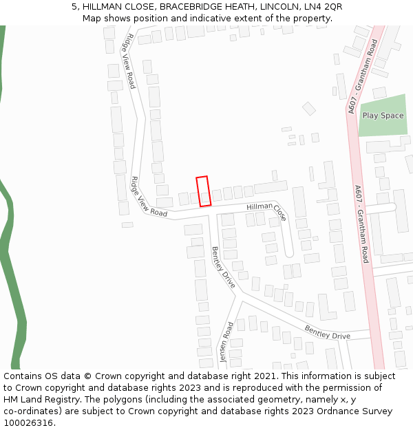 5, HILLMAN CLOSE, BRACEBRIDGE HEATH, LINCOLN, LN4 2QR: Location map and indicative extent of plot