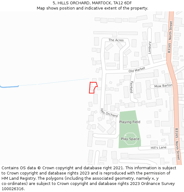 5, HILLS ORCHARD, MARTOCK, TA12 6DF: Location map and indicative extent of plot