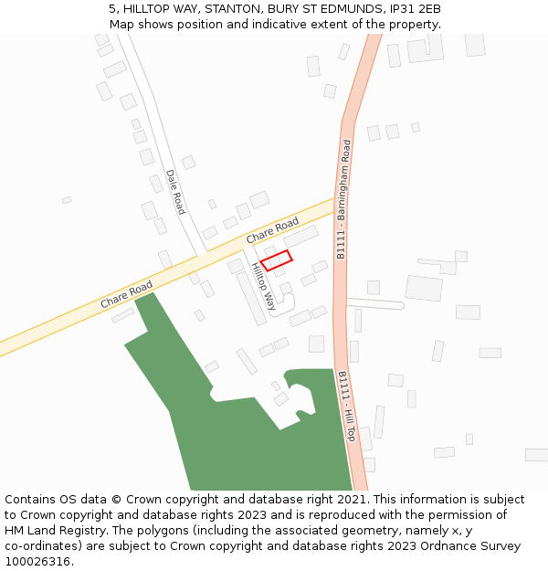 5, HILLTOP WAY, STANTON, BURY ST EDMUNDS, IP31 2EB: Location map and indicative extent of plot