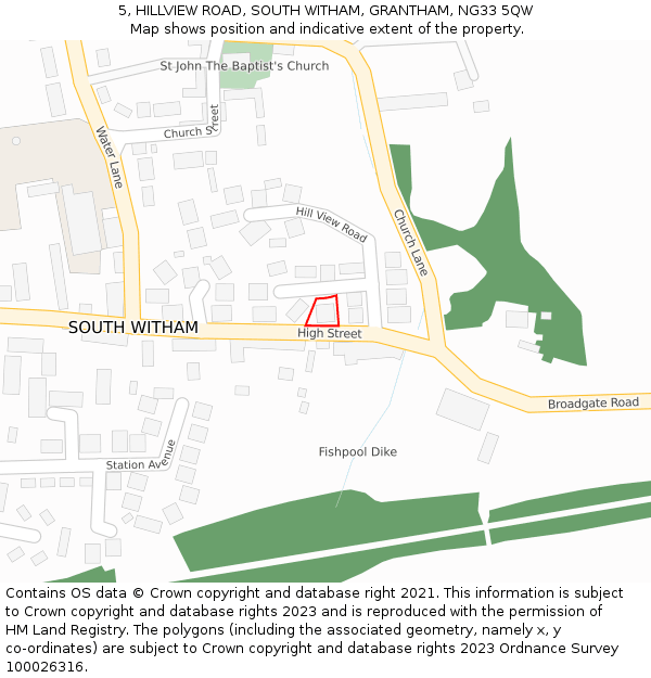 5, HILLVIEW ROAD, SOUTH WITHAM, GRANTHAM, NG33 5QW: Location map and indicative extent of plot